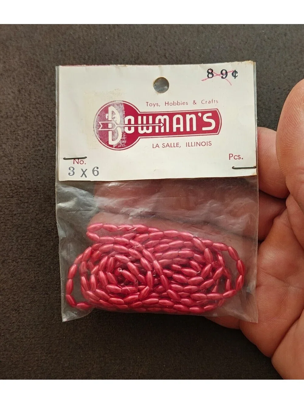 1960s/70s Pack Of Bowman's Brand Plastic Craft Beads From Lasalle Illinois NOS